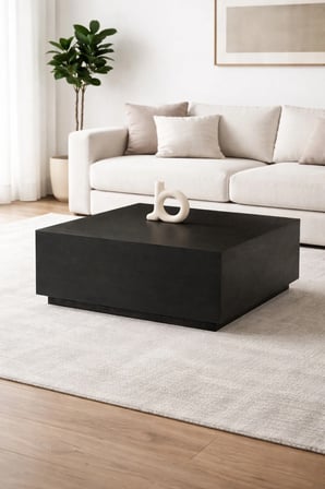 90x90cm Siyah Kare Orta Sehpa Lizbon Model