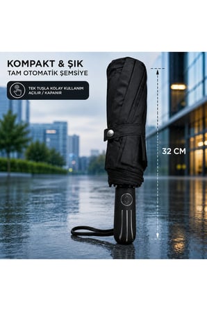 12 Telli Otomatik Şemsiye Rüzgara Dayanıklı Güçlü İskelet