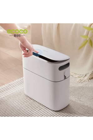 Ecoco Dar Alanlı Pres Tipi Çöp Kovası 12 lt Gri