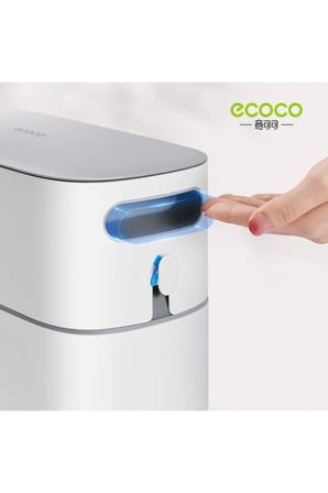 Ecoco Dar Alanlı Pres Tipi Çöp Kovası 12 lt Gri