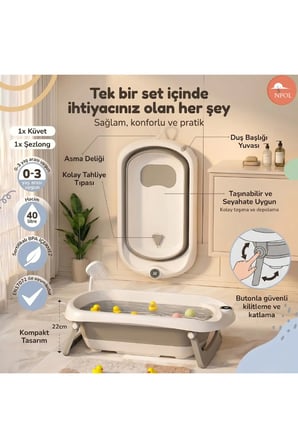 Thermae Katlanabilir Bebek Küveti, Kaymaz Banyo Koltuğu ile - Yenidoğan Beb
