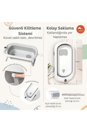 Thermae Katlanabilir Bebek Küveti, Kaymaz Banyo Koltuğu ile - Yenidoğan Beb
