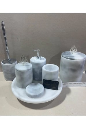 7 Parça Mermer Top Ayaklı Banyo Seti