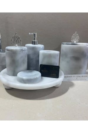 7 Parça Mermer Top Ayaklı Banyo Seti