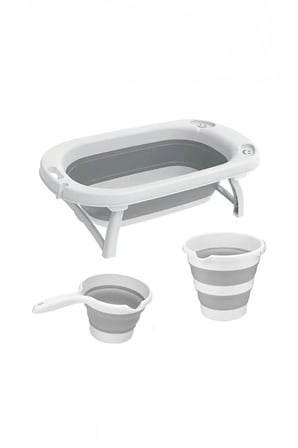 Bebek Küveti Katlanır Maşrapa & Kova Yeni Doğan ve 0-3 Yaş Banyo Seti