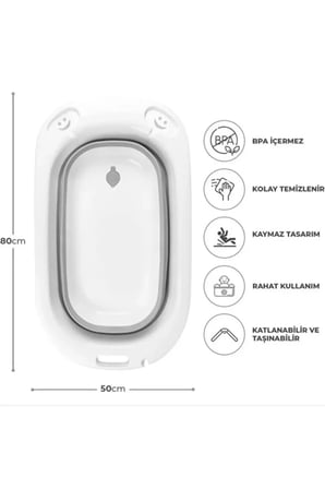 Bebek Küveti Katlanır Maşrapa & Kova Yeni Doğan ve 0-3 Yaş Banyo Seti