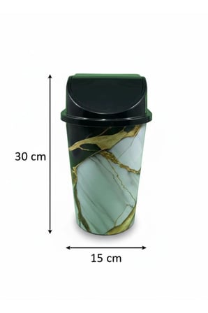 5 Litre Click Kapaklı 30x15 cm Gold Mermer Görünümlü Lüks Desen Çöp Kovası