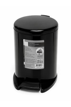 6 Litre Siyah Metal Pedallı Çöp Kovası