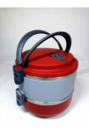 2 Katlı Sefer Tası Yemek Termosu (kırmızı Gri)