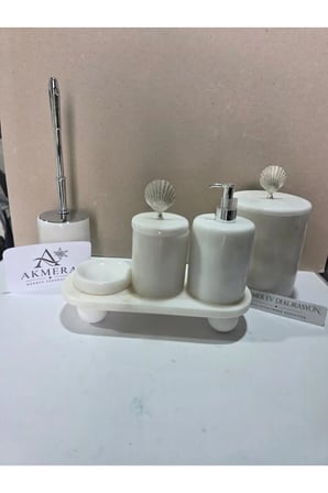 6 Parça Oval Tepsi Lüks Banyo Seti