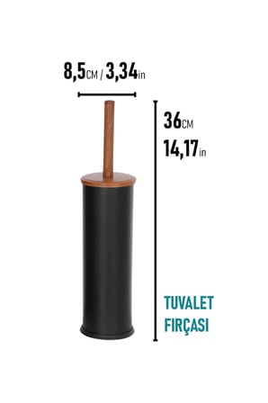 Ahşap Kapak 2 Li Çöp Kovası Banyo Seti Siyah