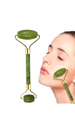 Jade Stone Yüz Bakım Seti Gua Sha ve Roller Masaj Taşı, Sağlıklı Parlaklık