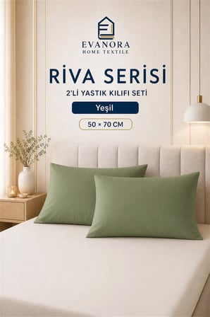 Evanora Riva Yeşil 2'li Yastık Kılıfı Seti 50 x 70 cm