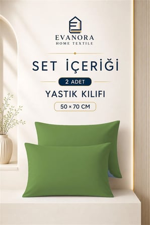 Evanora Riva Yeşil 2'li Yastık Kılıfı Seti 50 x 70 cm