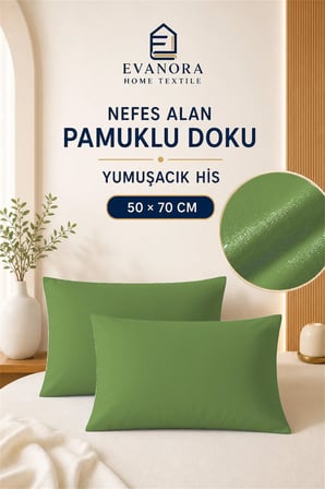 Evanora Riva Yeşil 2'li Yastık Kılıfı Seti 50 x 70 cm