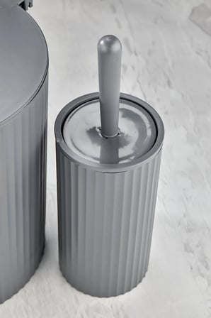 ESTE - 2 Parça Pedallı Banyo Seti - Pedallı Çizgili Yuvarlak Çöp Kovası WC