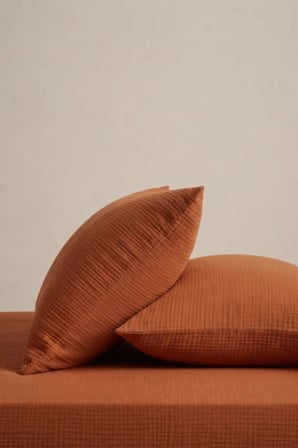 Müslin Yastık Kılıfı 2li 50x70 cm Kiremit Pamuklu