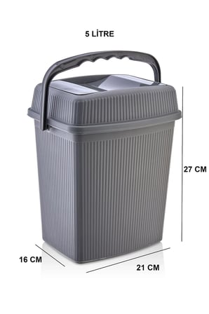 Tutma Saplı Banyo Mutfak Çöp Kovası 5 Litre