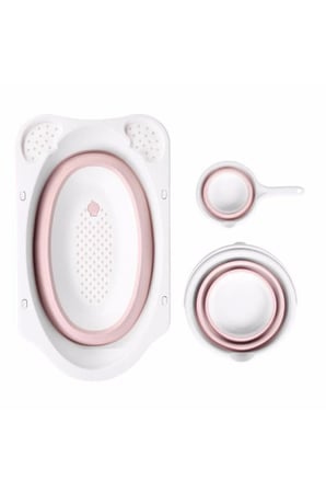 Katlanır Çocuk Küveti & Kova Maşrapa Seti PEMBE