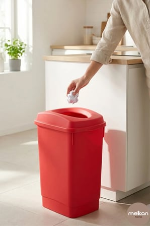 Kırmızı Banyo Çöp Kovası 27 Litre Atık Kutusu Cafe Otel Çöp Kovası Geri Dön