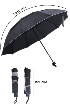 Siyah Protokol Şemsiye Çift Katlı Kılıflı 130 Cm