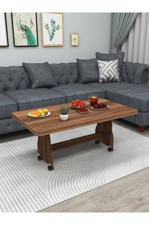 Tekerlekli Orta Sehpa 60x100cm Çalışma Masası MDF
