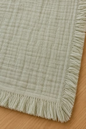 %100 Pamuk Müslin Bebek Battaniyesi Püsküllü Yazlık Bebek Örtüsü 90x110 cm