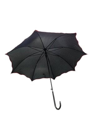 Siyah KırmızıNoktalı Baston Şemsiye 8 Telli 709879