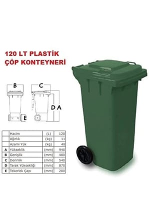 120 Lt Çöp Konteyner (Yeşil)