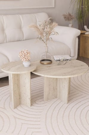2 Li Orta Sehpa Seti, Iskandinav Stil, Bohem, 72 Cm, 40 Cm