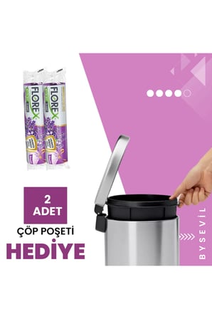 Paslanmaz Metal Pedallı Çöp Kovası 40 Lt Balkon | Bahçe | Ofis | Mutfak | Ç