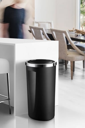 Lenox 35 Lt Döner Kapaklı Banyo Mutfak Ofis Çöp Kovası Siyah