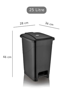 Slim Pedallı Banyo Mutfak Çöp Kovası(İÇ KOVASIZ) - 25 Litre - Siyah