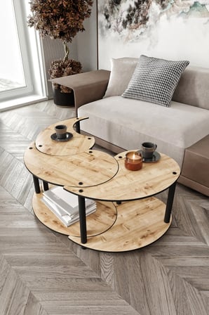 Yang Unity Serenity Orta Sehpa 3 Lü Safir Meşe 70 Cm
