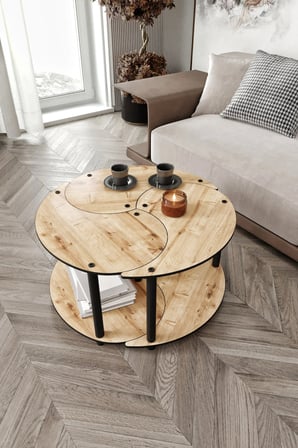 Yang Unity Serenity Orta Sehpa 3 Lü Safir Meşe 70 Cm