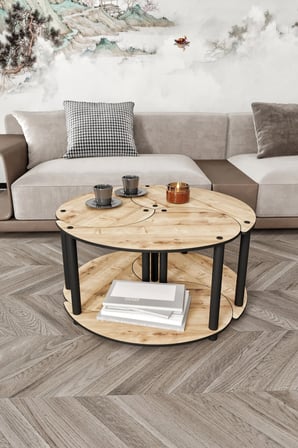 Yang Unity Serenity Orta Sehpa 3 Lü Safir Meşe 70 Cm