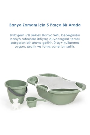 5 Parça Bebek Banyo Küvet Seti Soft Yeşil