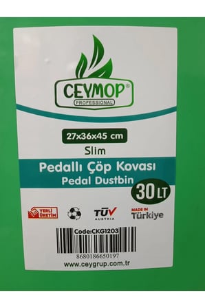 Slim Pedallı Çöp Kovası Renkli (30 Lt)