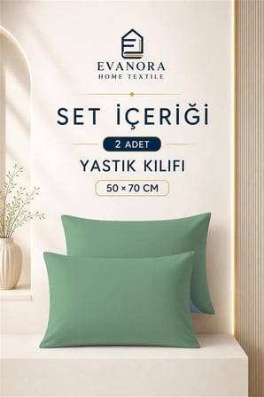 Evanora Riva Mıntıka Yeşil 2'li Yastık Kılıfı Seti 50 x 70 cm