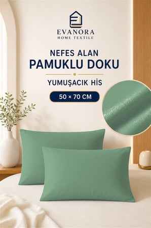 Evanora Riva Mıntıka Yeşil 2'li Yastık Kılıfı Seti 50 x 70 cm