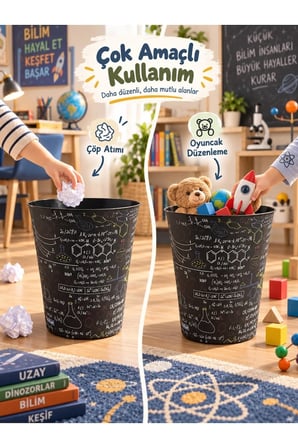 Formül Desenli 10 L Çocuk Odası Çöp Kovası ve Çok Amaçlı Düzenleyici