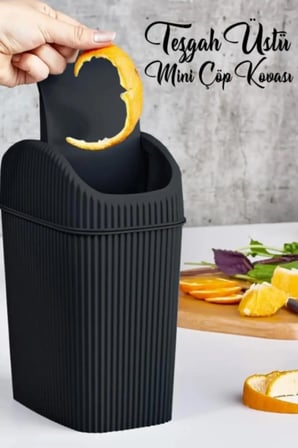 Mini 2.5 Lt Mutfak Çöp Kutusu Tezgah Üstü Kapaklı Banyo Çöp Kovası - Tuvale