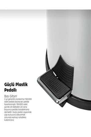 Paslanmaz Çelik Pedallı Krom Çöp Kovası 30 Lt | Balkon | Restoran | Mutfak