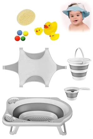 Katlanır Bebek Yıkama Banyo Küvet Seti 8 Parça