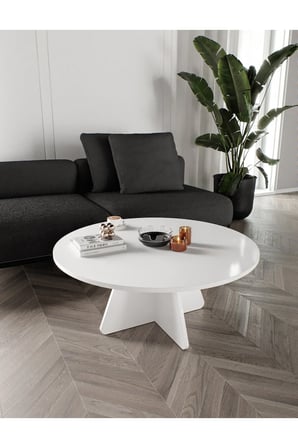 90cm Orta Sehpa - Beyaz, Ceviz, Meşe, Traverten Desenli MDF