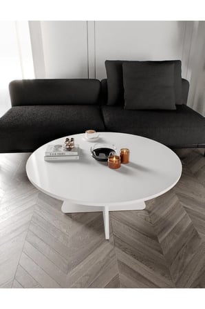 90cm Orta Sehpa - Beyaz, Ceviz, Meşe, Traverten Desenli MDF