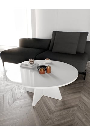 90cm Orta Sehpa - Beyaz, Ceviz, Meşe, Traverten Desenli MDF