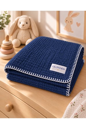 Müslin Bebek Örtü & Battaniye Lacivert – %100 Pamuk 100x140 cm