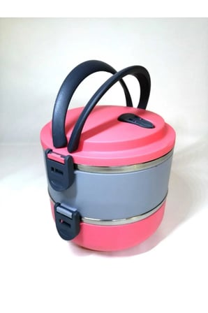 2 Katlı Sefer Tası Yemek Termosu (pembe Gri)