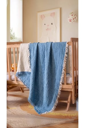 %100 Pamuk Müslin Bebek Battaniyesi Çift Taraflı 100x120 cm